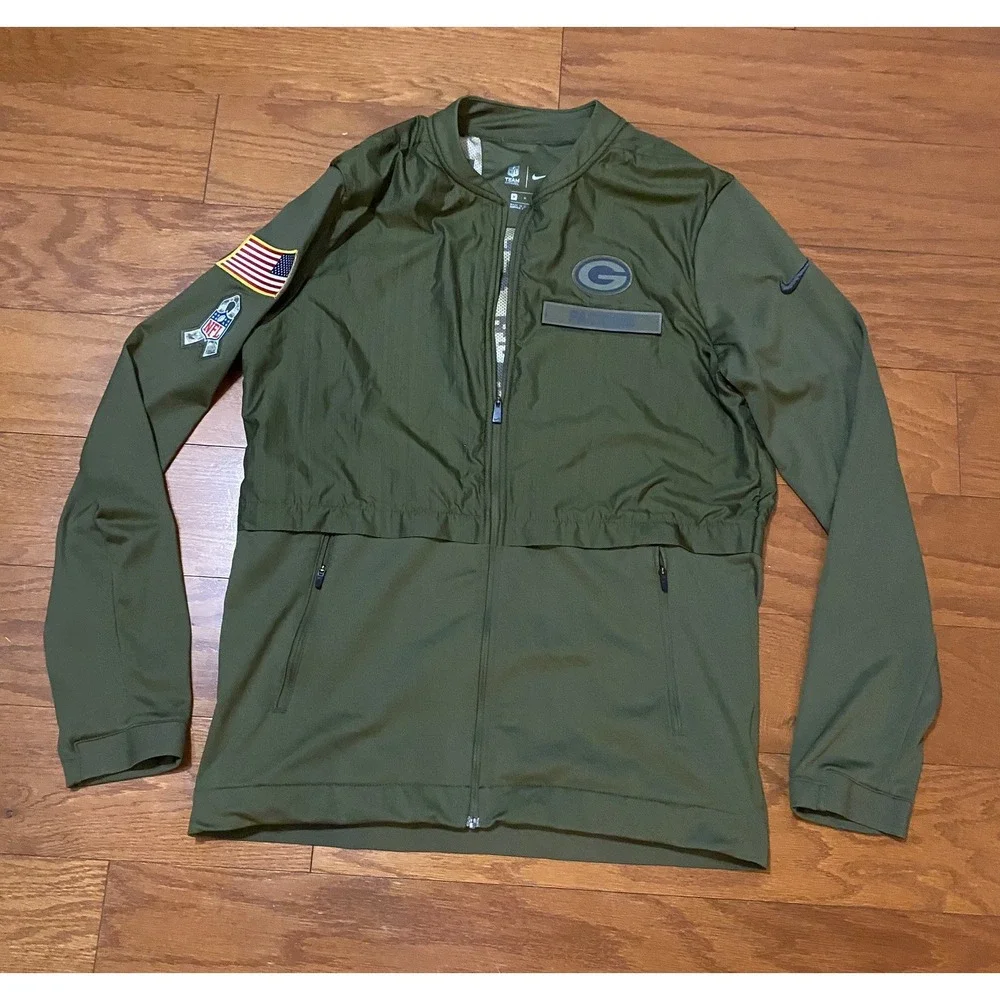Green Bay Packers Jacket Men Medium Nike Salute To Service Team Full Zip